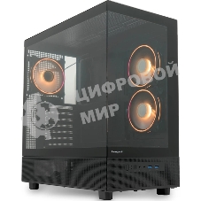 Компьютерный корпус HSPD F710, Panoramic Mid Tower, черный, TG, 0.5 SPCC, 3x120мм ARGb E-ATX, ATX, mATX, mITX 185/395/270мм 2x2.5
