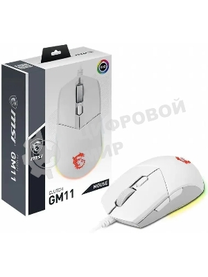 Мышь проводная MSI Clutch GM11 белый, 5000 dpi, USB, кнопки - 6
