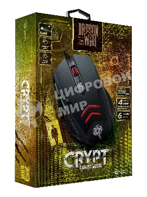 Мышь проводная Qumo Crypt M57 черный, 3200 dpi, USB, кнопки - 6