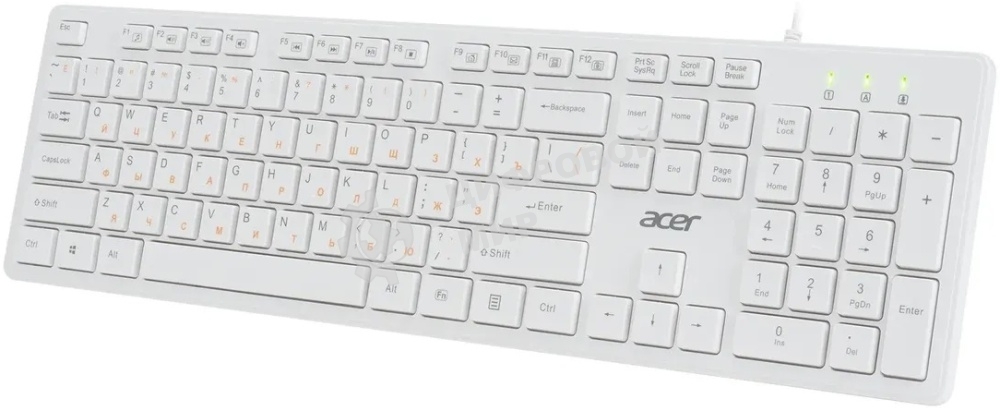 Клавиатура проводная Acer OKW123, USB, белый