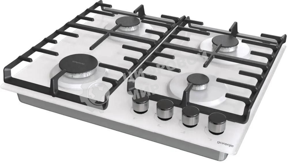 Газовая варочная панель Gorenje GT642SYW, 4 конфорки, закаленное стекло, белый