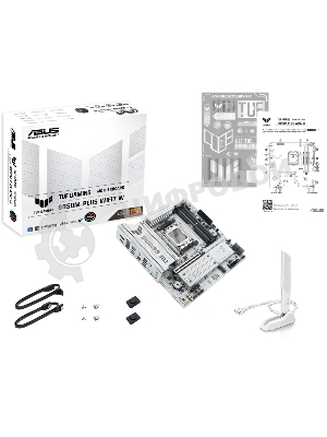 Материнская плата Asus TUF GAMING B850M-PLUS WIFI7 W, AM5, AMD B850, 4xDDR5, 4xSATA, 3xM.2, 1xPCIe 5.0 x16, 1xPCIe 3.0 x1, 1xDP, 1xHDMI, 1x2.5Gb LAN, Wi-Fi 7, Bluetooth 5.4, 1xUSB-C 20Gbps, 3xUSB-A 10Gbps, 4xUSB-A 5Gbps, 4xUSB-A 2.0, 5x3.5 мм, 7.1, mATX