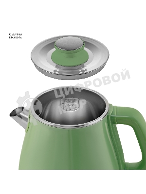 Чайник электрический Galaxy Line GL 0331, зеленый, пластик, двойная стенка из нержавеющей стали AISI 304 и пищевого пластика, 2200 Вт, 1.8 л, индикатор работы