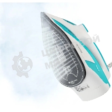 Утюг Vitek VT-8355 (MC) белый/бирюзовый 1. Максимальная мощность 2600 Вт 2. Керамическая подошва 3. Емкость для воды 400 мл