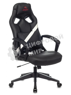 Кресло игровое Zombie DRIVER черный/белый, искусственная кожа, с подголов. крестовина пластик