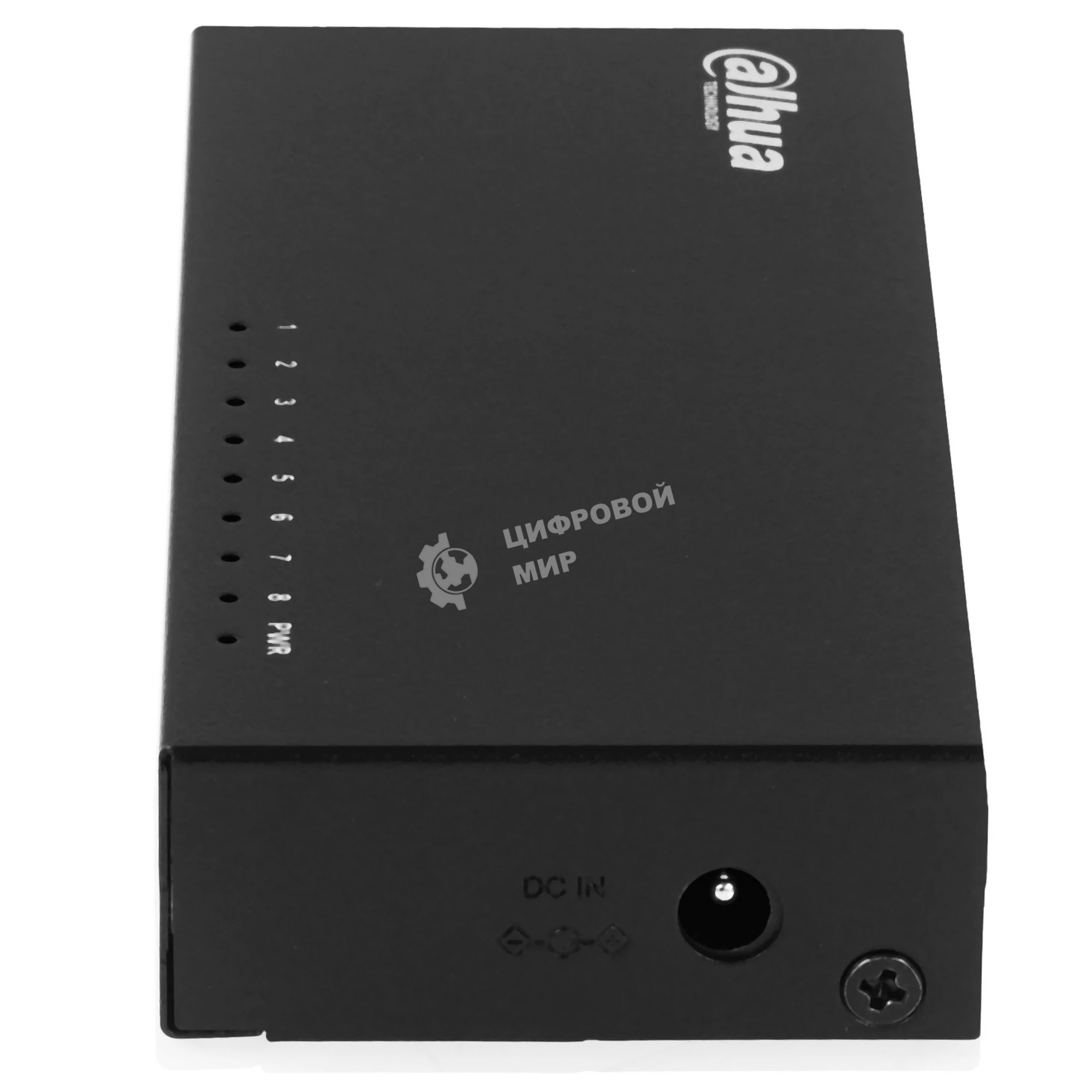 Коммутатор 8-в-1 Dahua DH-PFS3008-8ET/8 портов до 100 Мбит.с/коммутация до 1.6 Gbит.с/неуправляемый/Plug & Play/черный (DH-PFS3008-8ET)