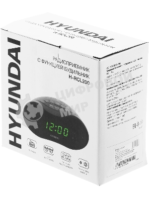 Радиобудильник Hyundai H-RCL200 черный LED проек.изоб. подсв:красная часы:цифровые AM/FM