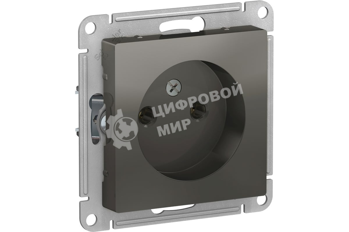 Механизм розетки 1-м СП AtlasDesign 16А IP20 без заземл. сталь SchE ATN000941