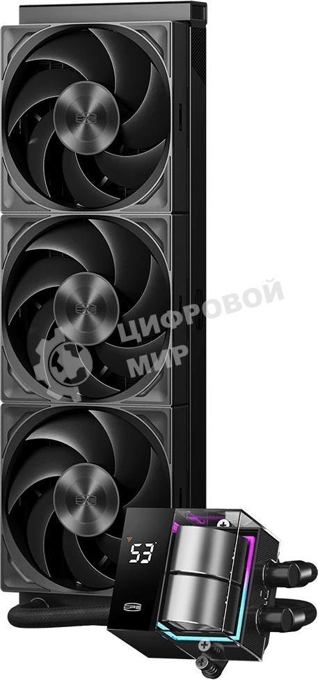 Система жидкостного охлаждения PcCooler DS360 Pro Digital ARGb Soc-AM5/AM4/1200/1700/1851 черный 4-pin 15-34.3dB Al LCD 310W Ret (D7-S360WBKN-GL)