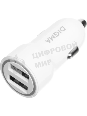 Автомобильное зар./устр. Digma DGC1С 12W 2.4A 2xUSB белый (DGC1C2LX22WH)