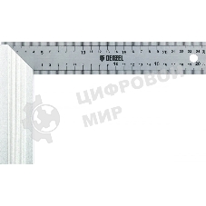 Угольник Denzel стальной, нержавеющая сталь, градуировка, алюминиевое основание, 250 мм