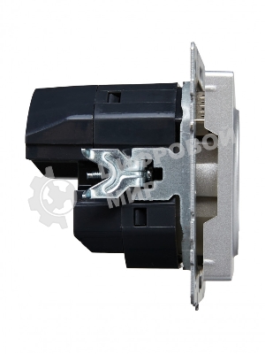 Розетка 1-местная IEK BRITE РЮш10-1-БрА (BR-R14-16-U21-D21-K47) с заземлением, с защитными шторками, 16А, с USB A+A 5В 2,1А, алюминий