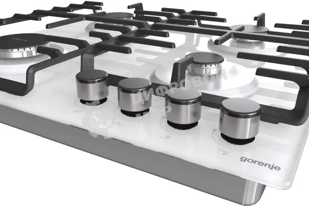 Газовая варочная панель Gorenje GT642SYW, 4 конфорки, закаленное стекло, белый
