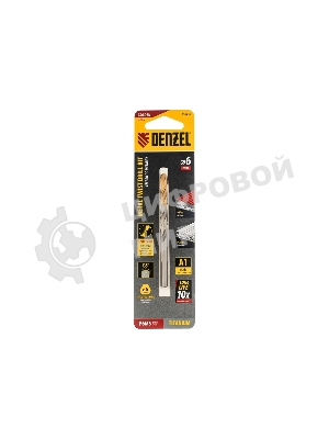 Сверло спиральное по металлу Denzel 6 x 93мм, Р6М5, Golden Tip
