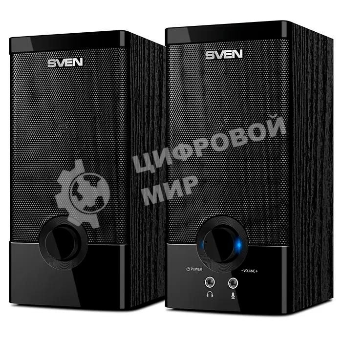 Колонки Sven SPS-603 черный USB-порт ПК, ноутбука или адаптер 5V DC