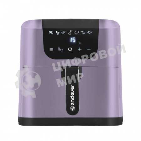 Аэрогриль Endever Skyline AF-127, фиолетовый, мощность 1800 Вт, объем 4,5 л, 7 авторежимов, температура 80-200 С, 2 шт/уп.