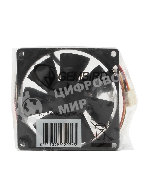 Вентилятор для корпуса Gembird FANCASE/BALL-3100 черный, 80 мм, 3100 об/мин, 38.65 дБ, 3 pin