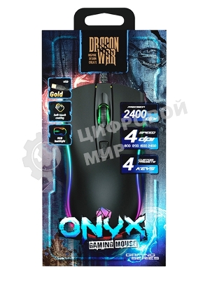 Мышь проводная Qumo Onyx RGb M73 черный, 2400 dpi, USB, кнопки - 4