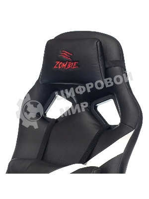 Кресло игровое Zombie DRIVER черный/белый, искусственная кожа, с подголов. крестовина пластик