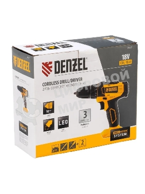Дрель-шуруповерт Denzel CDL-18-0, 18 В, 0 Ач, 30 Нм, щеточный