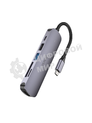 Док-станция Hoco HB28, USB Type-C, USB 3.0/PD100W/SD/TF/USB 2.0/HDMI, USB Type-C