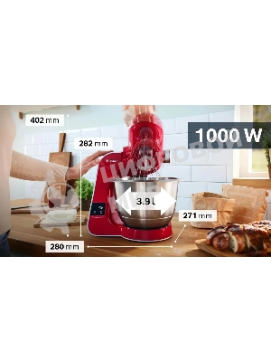 Кухонная машина Bosch MUM5X720 планетар.вращ. 1000Вт красный/серый