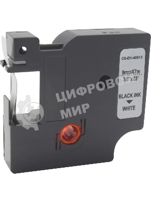 Картридж ленточный Cactus CS-D1-40913 9мм, черный шрифт, белый фон, 7м для DYMO LM 160, 210D, 280, PnP, 420P, 500 TS; Rhino Pro 6000, 5200, 4200