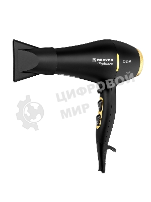 Фен BRAYER BR3010 черный/золотистый, 2200 Вт