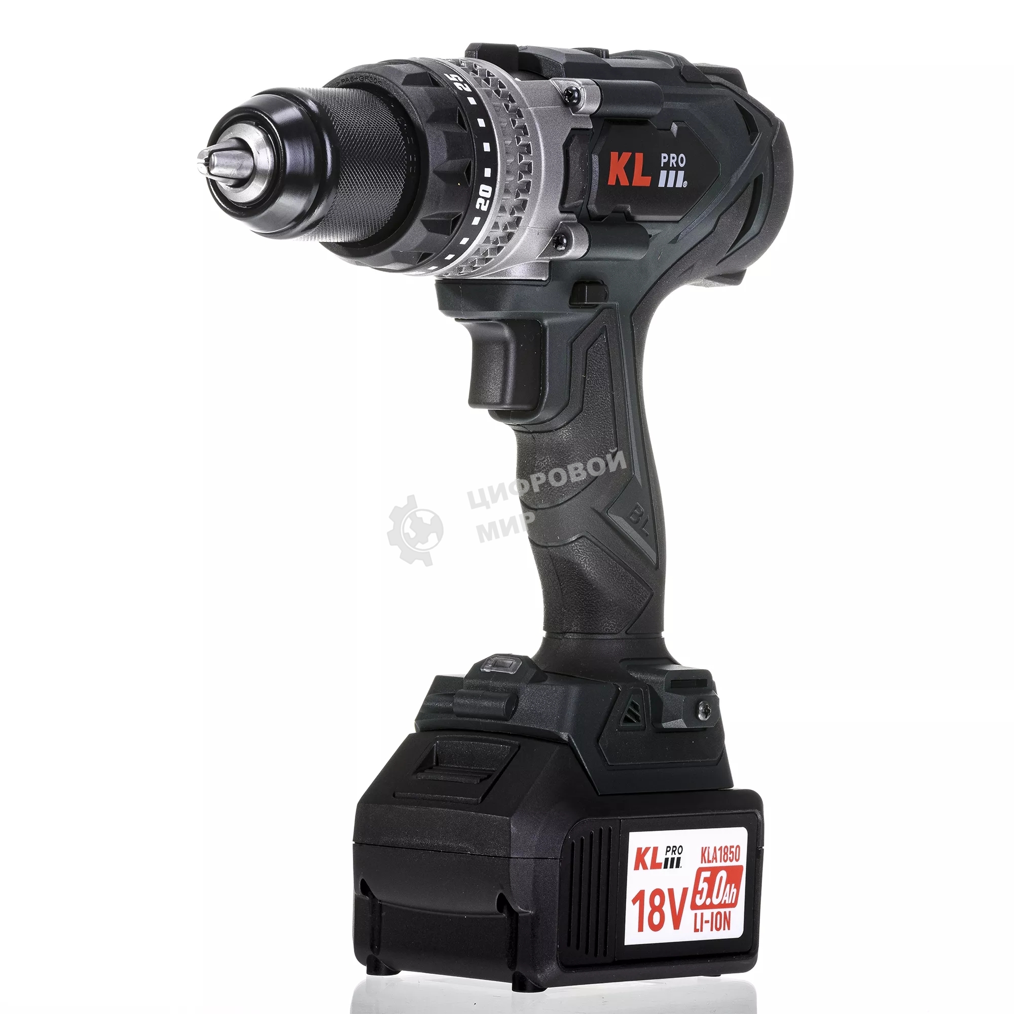 Профессиональный аккумуляторный бесщеточный ударный шуруповерт Klpro KLDM18BHX-50 (18В, Li-ion-2шт, 5.0А·ч, 150Нм, 2 скорости, подсветка, магнитная бита,З/У,в кейсе)