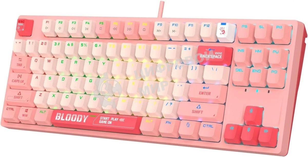 Клавиатура проводная A4Tech Bloody S87 Energy (S87 USB ENERGY PINK) USB розовый