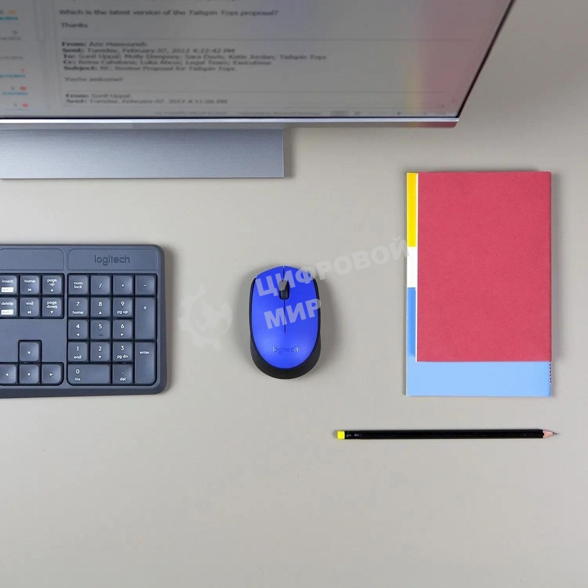 Мышь беспроводная Logitech M171 синий, 1000 dpi, радиоканал, USB, кнопки - 3