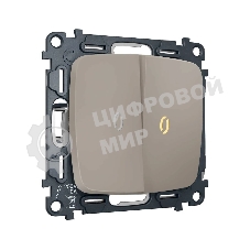 MO364050 Комплект механизма 2-кл выключателя с самовозвратом с подсветкой 3200K OMEGA Серо-бежевый матовый QUANT (OP3640, VM129, G11Y)