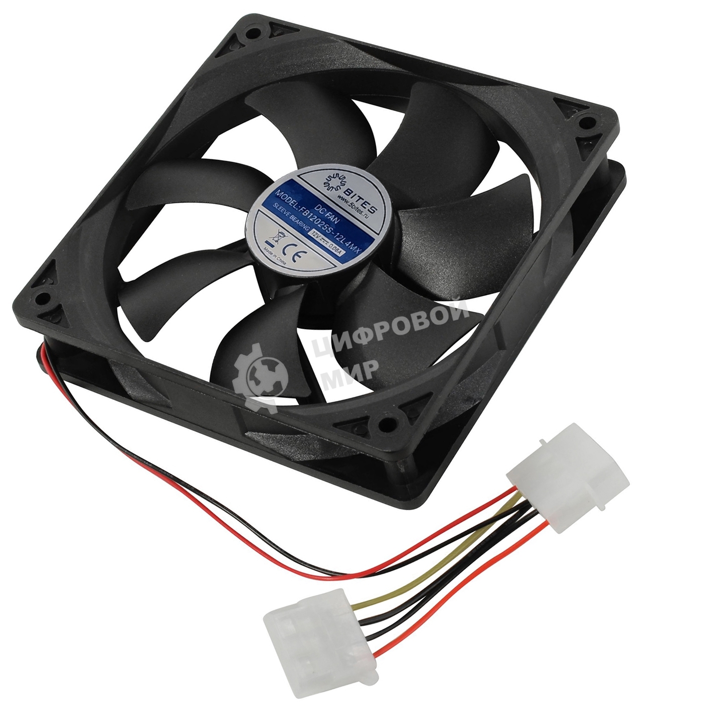 Вентилятор для корпуса 5bites FB12025S-12L4MX черный, 120 x 120 мм, 1200 об/мин, 25 дБ, 4 pin