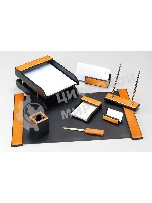 Настольный набор Good Sunrise H8G-1A (8 предметов) дерево/МДФ черный/оранжевый