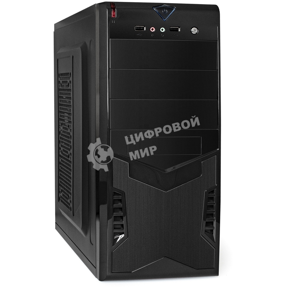 Компьютерный корпус Miditower ExeGate CP-601-UNS400 (ATX, БП UNS400 с вент. 12см, 2*USB, аудио, черный)