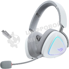 Гарнитура ASUS ROG Delta II белый, беспроводная + проводная, радиоканал, до 140 ч, подсветка, совместимость с PS5, Xbox