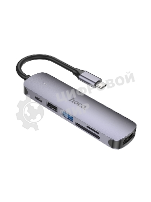 Док-станция Hoco HB28, USB Type-C, USB 3.0/PD100W/SD/TF/USB 2.0/HDMI, USB Type-C