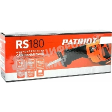 Пила сабельная аккумуляторная PATRIOT RS 180UES, 18В, 3000 ход/мин, ход пильного полотна 22мм, макс. глубина пропила 100мм, регулировка скорости, быстрая замена пильного полотна, прорезиненная рукоятка