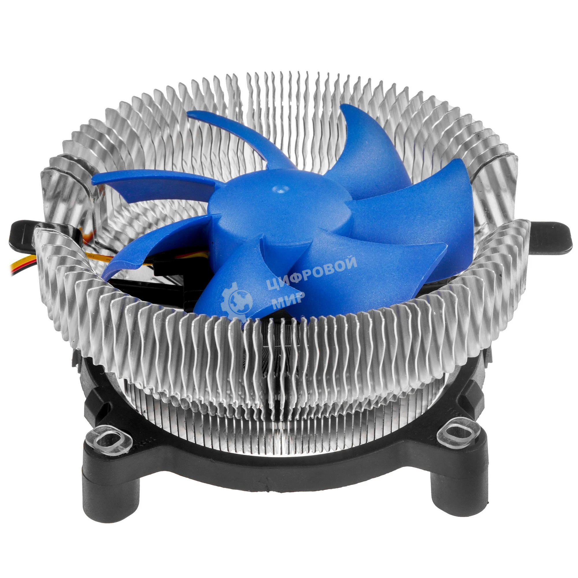 Кулер для процессора Crown CM-90 v2 серебристый/синий, 90 мм, алюминий, 2000 об/мин, 20 дБ, 3 pin, 95 Вт, 57 мм