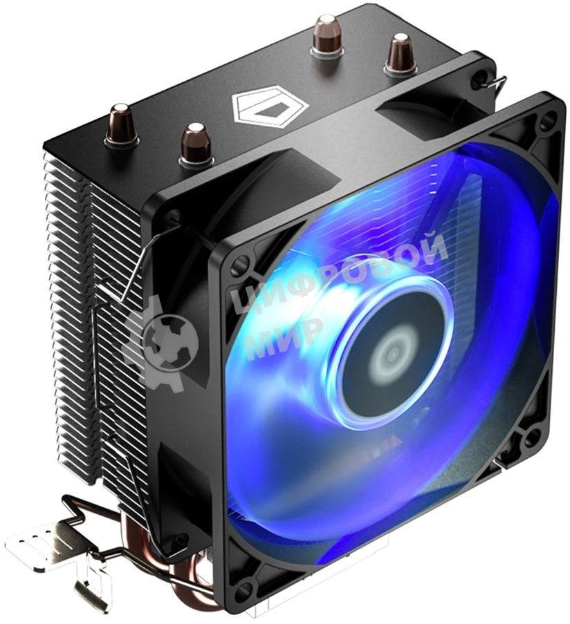 Кулер для процессора ID-COOLING SE-902X-B LGA1851/1700/1200/115X/AM5/AM4 (30шт/кор, TDP 100W, PWM, 2 тепл.трубки прямого контакта, Blue LED FAN 92мм) RET