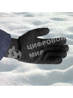 Перчатки трикотажные Сибртех, акрил, двойные, черный, двойная манжета