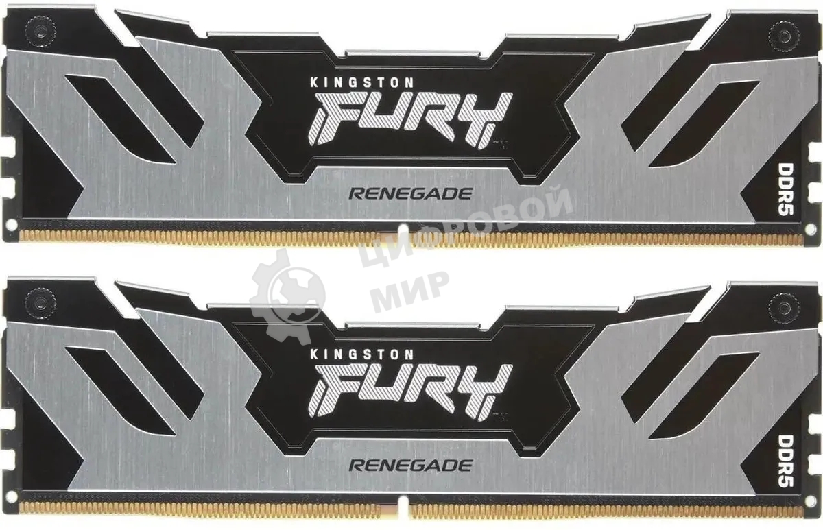 Оперативная память Kingston Fury Renegade, DDR5, 64Gb (2x32Gb), 6400MHz, CL32, DIMM, радиатор, серебристый/черный