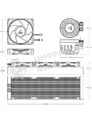 Система жидкостного охлаждения Arctic Cooling Liquid Freezer III Pro 360 ARGB ACFRE00184A черный 120мм алюминий+медь 2500rpm 31db 4-pin