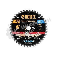 Пильный диск по дереву с гвоздями Denzel ф185 х 20 мм, 40 зубов 733947