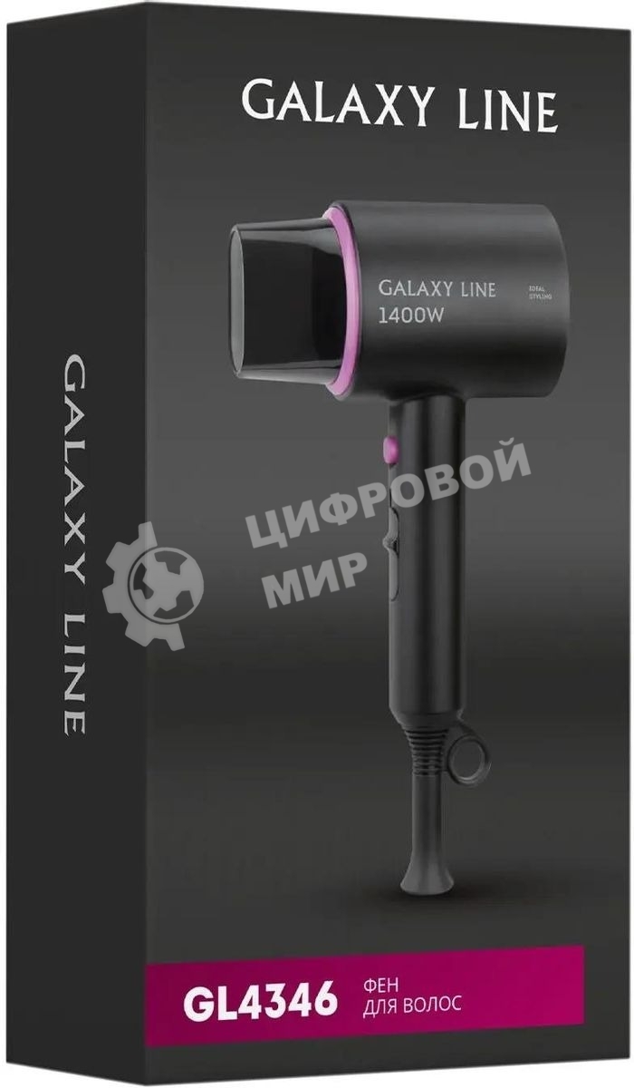 Фен Galaxy Line GL 4346 черный, 1400 Вт, компактный