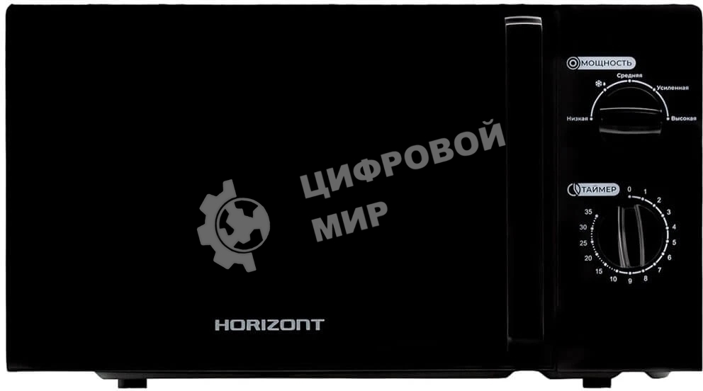 Микроволновая печь Horizont HSM201B черный чароит, 20 л, 700 Вт, переключатели - поворотный механизм