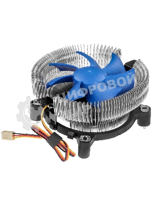 Кулер для процессора Crown CM-90 v2 серебристый/синий, 90 мм, алюминий, 2000 об/мин, 20 дБ, 3 pin, 95 Вт, 57 мм