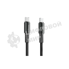 Кабель OLMIO MASTER, Type-C - Type-C, 60W 3A, 1.2м, тканевая оплетка, черный
