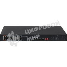 Коммутатор неуправляемый 16-портовый Dahua DH-S3218-16ET-135 с РоЕ, 16xRJ45 100Mb, 2хКомбо SFP/RJ45 1Gb uplink, суммарно до 135Вт, коммутация 7.2 Гбит/с, MAC-таблица 8К