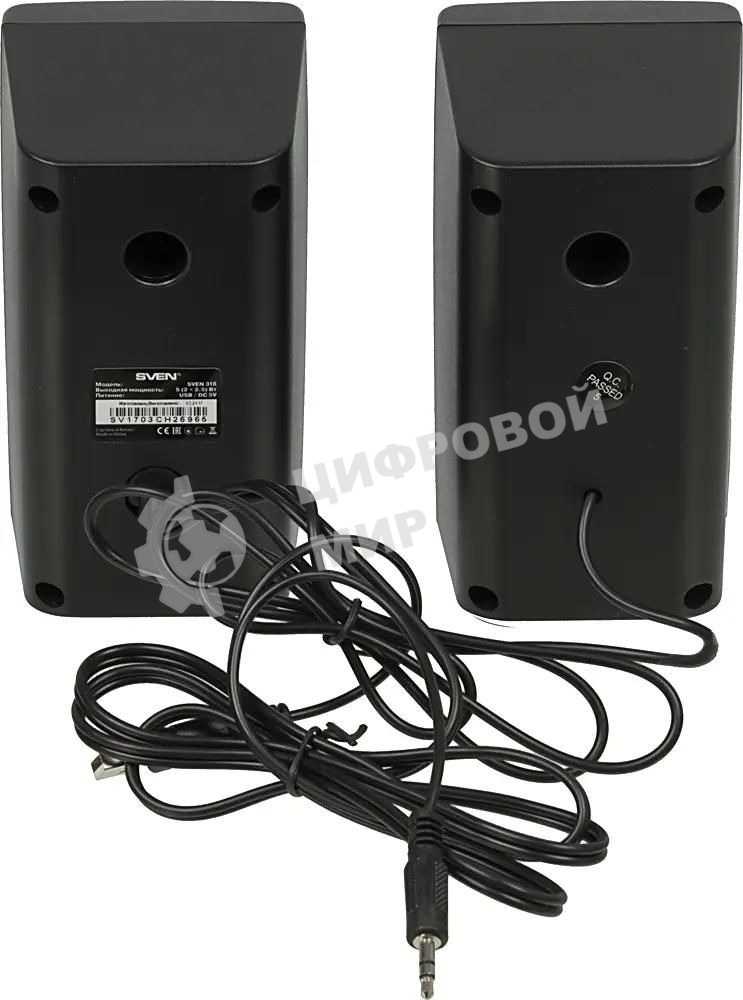 Колонки Sven 318 черный USB-порт ПК, ноутбука или адаптер 5V DC